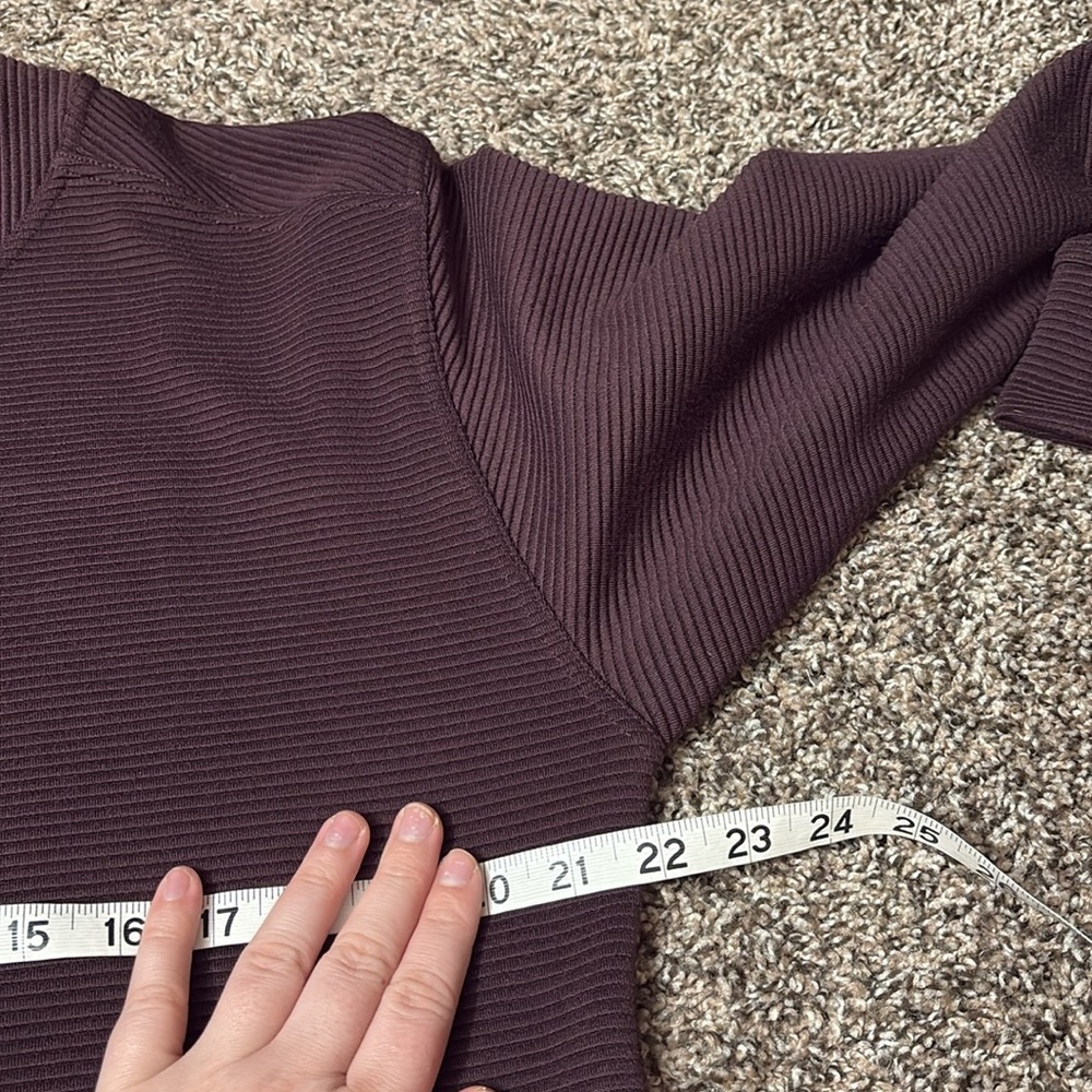 Zella Dark Purple Ribbed Pullover Sweatshirt Oversized S With Side Slits - Picture 10 of 12
